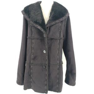 Dennis by Dennis Basso Black Faux Suede Coat Small